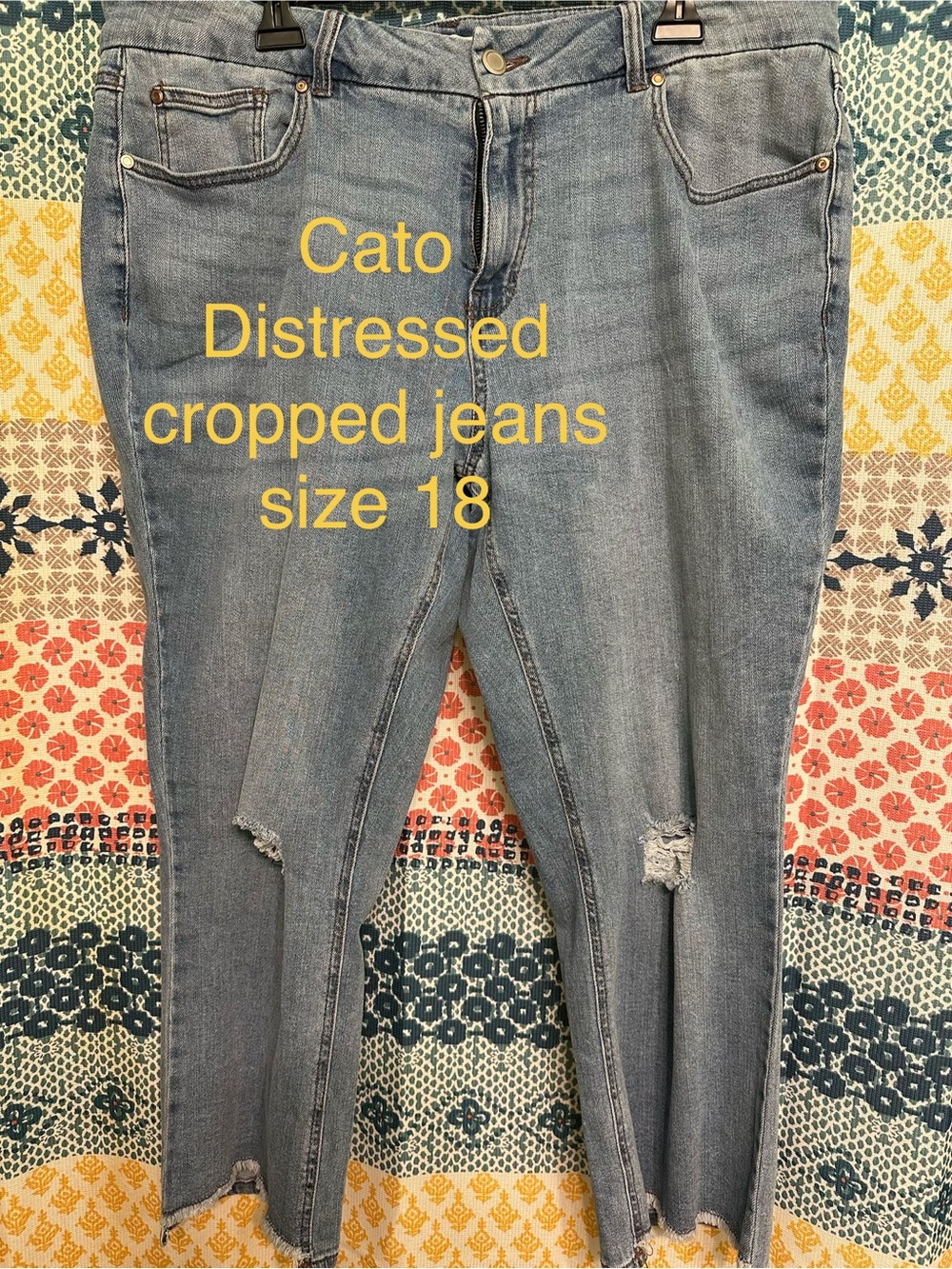 Cato Light Blue Distressed Cropped Jeans